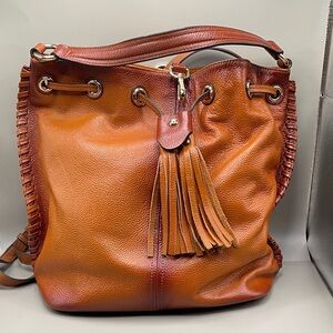 Vincenzo Stunning Honey Leather Tote Bag Shoulder or Backpack Vincenzo